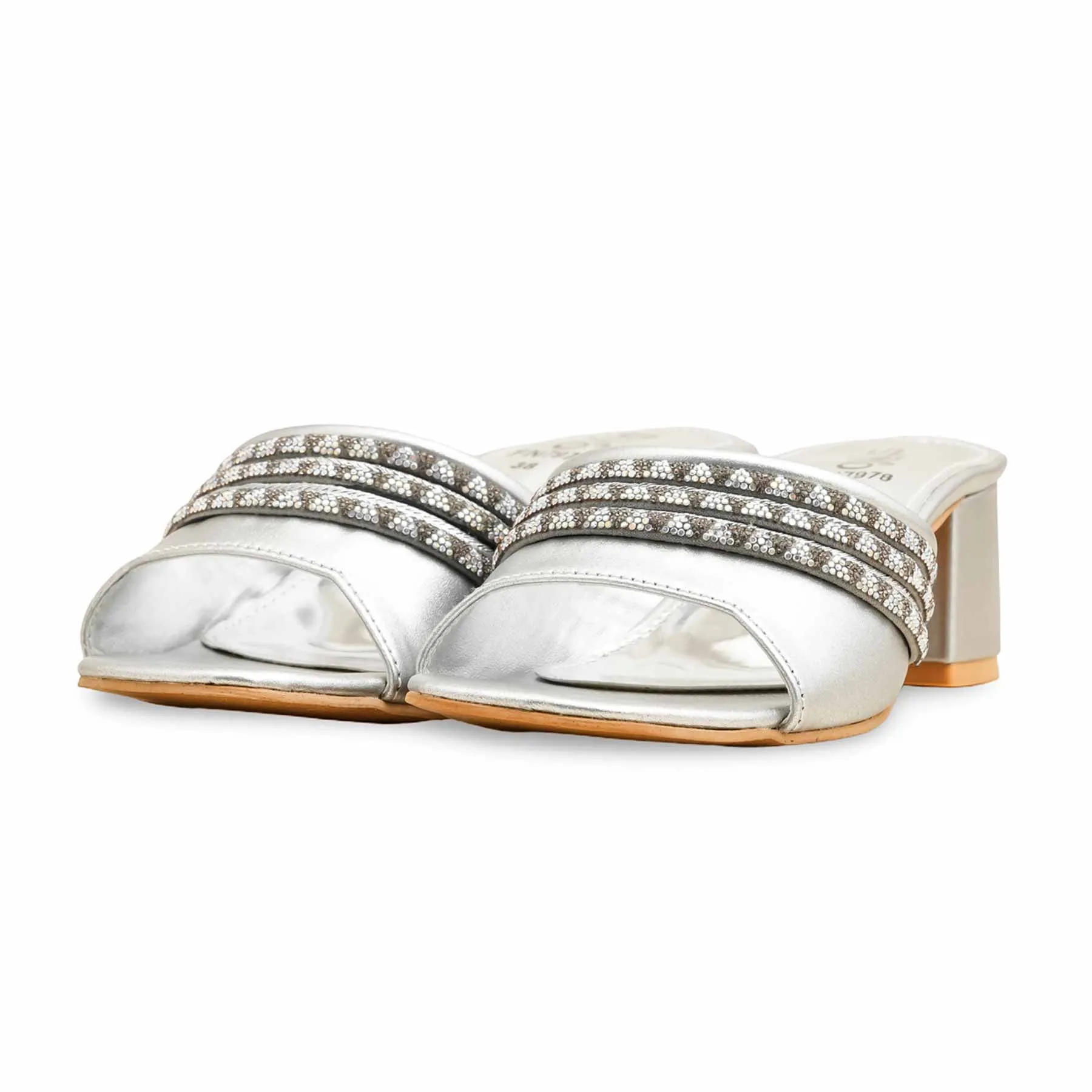 Mom Glow Slip On Style Silver Fancy Slipper For Women FN7978