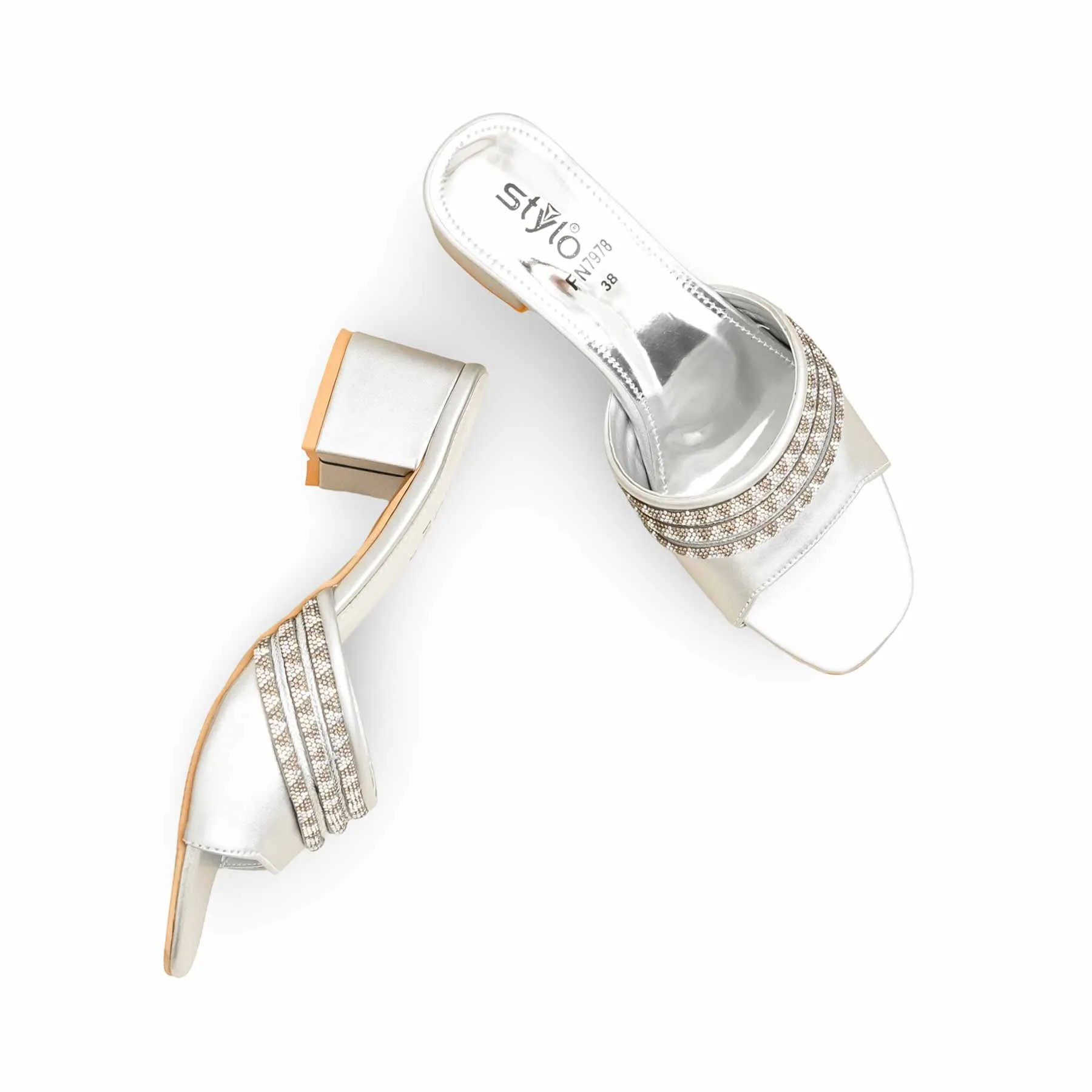 Elegant Pumps Silver Fancy Slipper For Women FN7978