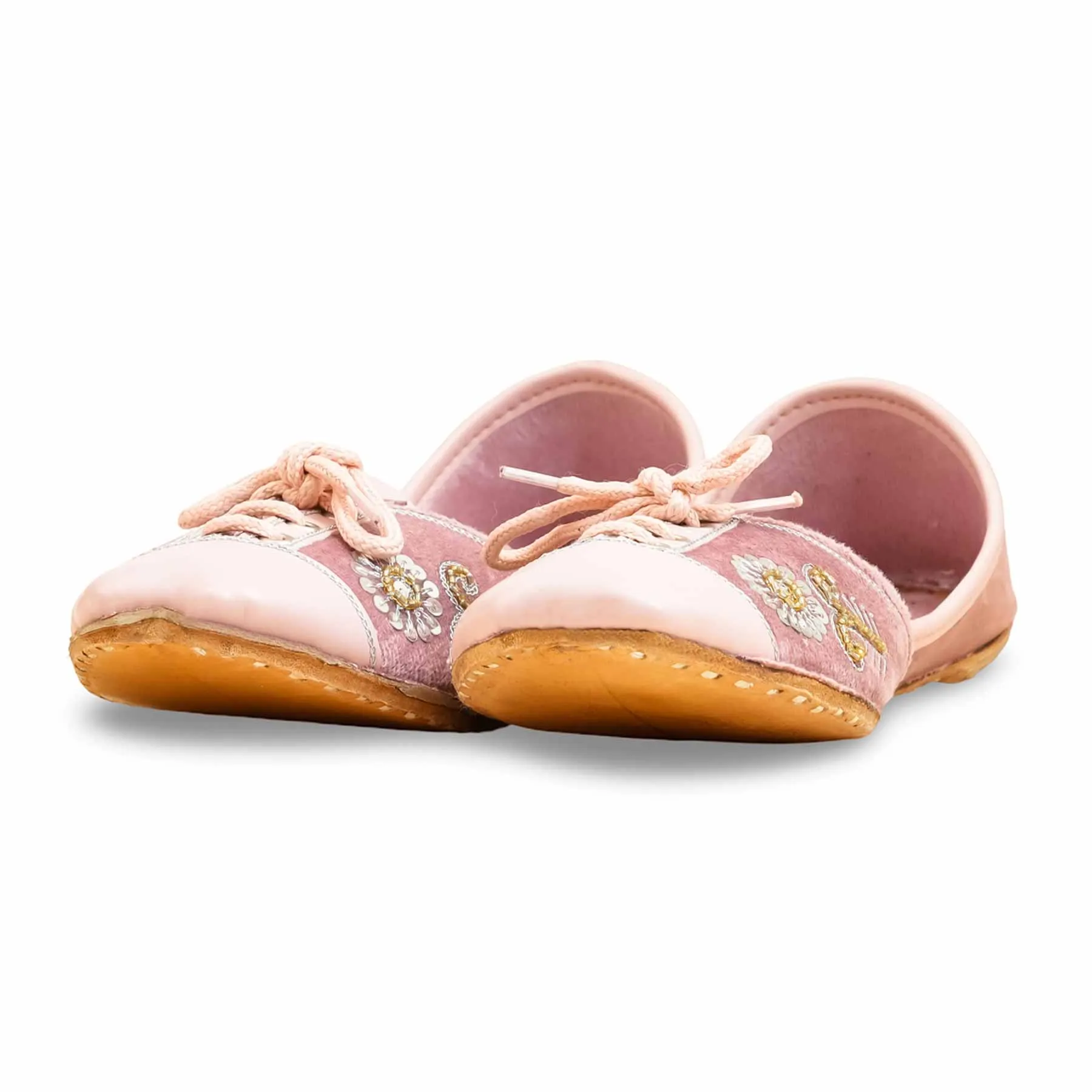 Structured wear Compression Molded Foam Pink Ethnic Khusa For Ladies EC8594