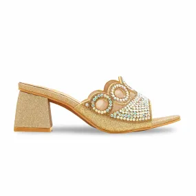 Beach Glam Golden Fancy Slipper For Women FN7993
