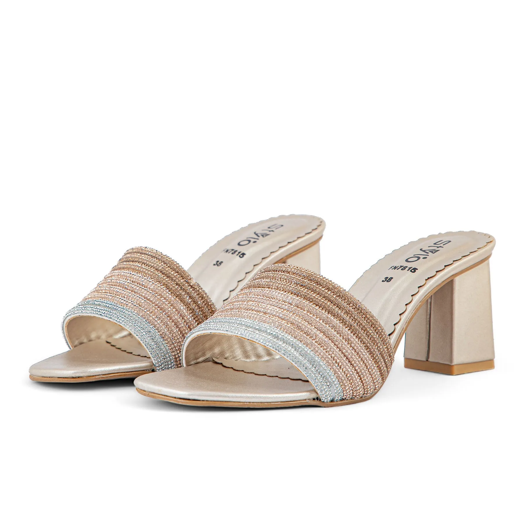 Golden Fancy Slipper FN7815 Designer Quality Formal Heels