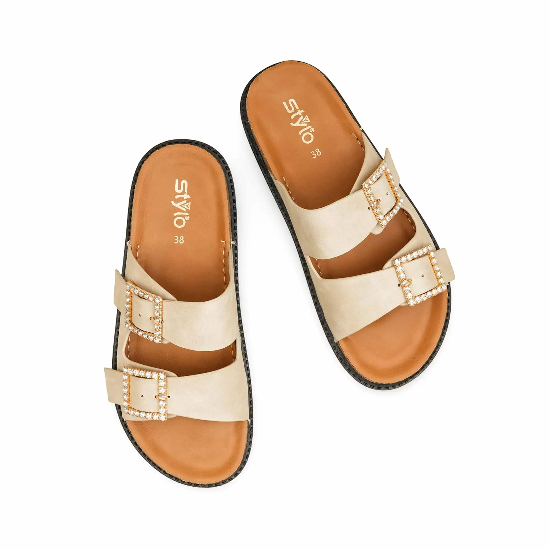 Adjustable lacing Abrasion resistant Golden Formal Slipper For Women PU0392