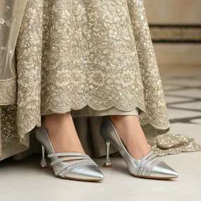 Silver Fancy Bridal Court Shoes WN7519 Holiday Spark