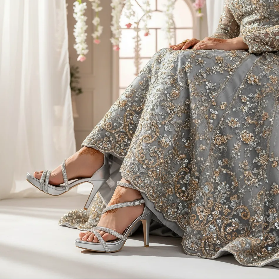 Photo Queen Hot Pick Silver Fancy Bridal Sandal FN6149