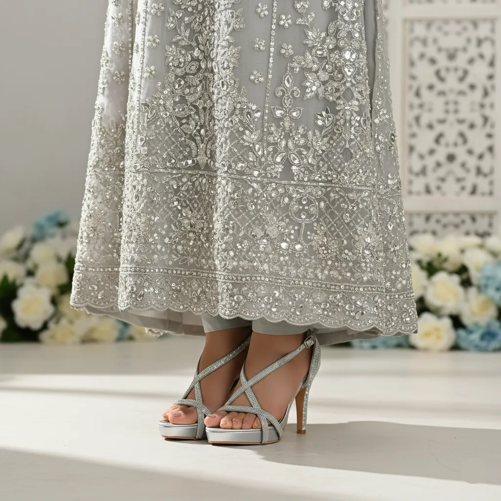 Silver Fancy Bridal Sandal FN6177 Shopping Day Red Carpet