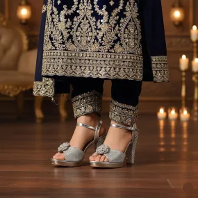 Comfortable Shoes Confidence Spark Silver Fancy Bridal Sandal FN6232