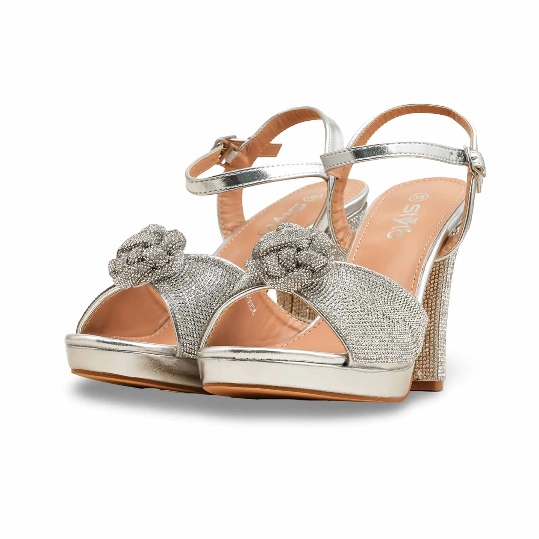 Sleek Glamour Vintage Vibe Silver Fancy Bridal Sandal FN6232