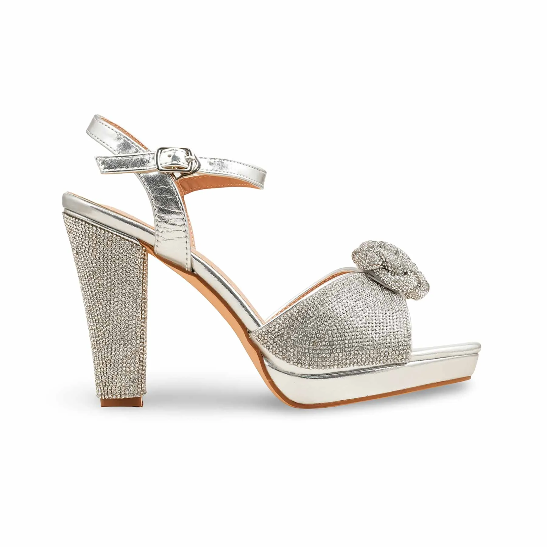 Silver Fancy Bridal Sandal FN6232 Power Heel