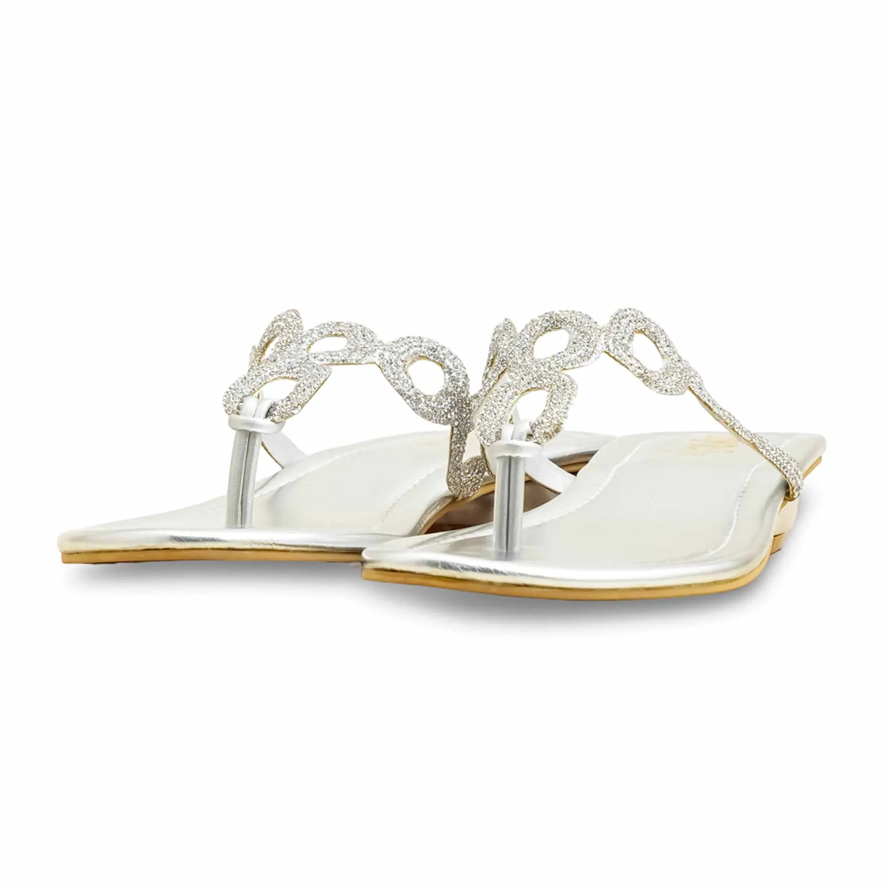 Comfortable Footbed Silver Fancy Chappal FN0818