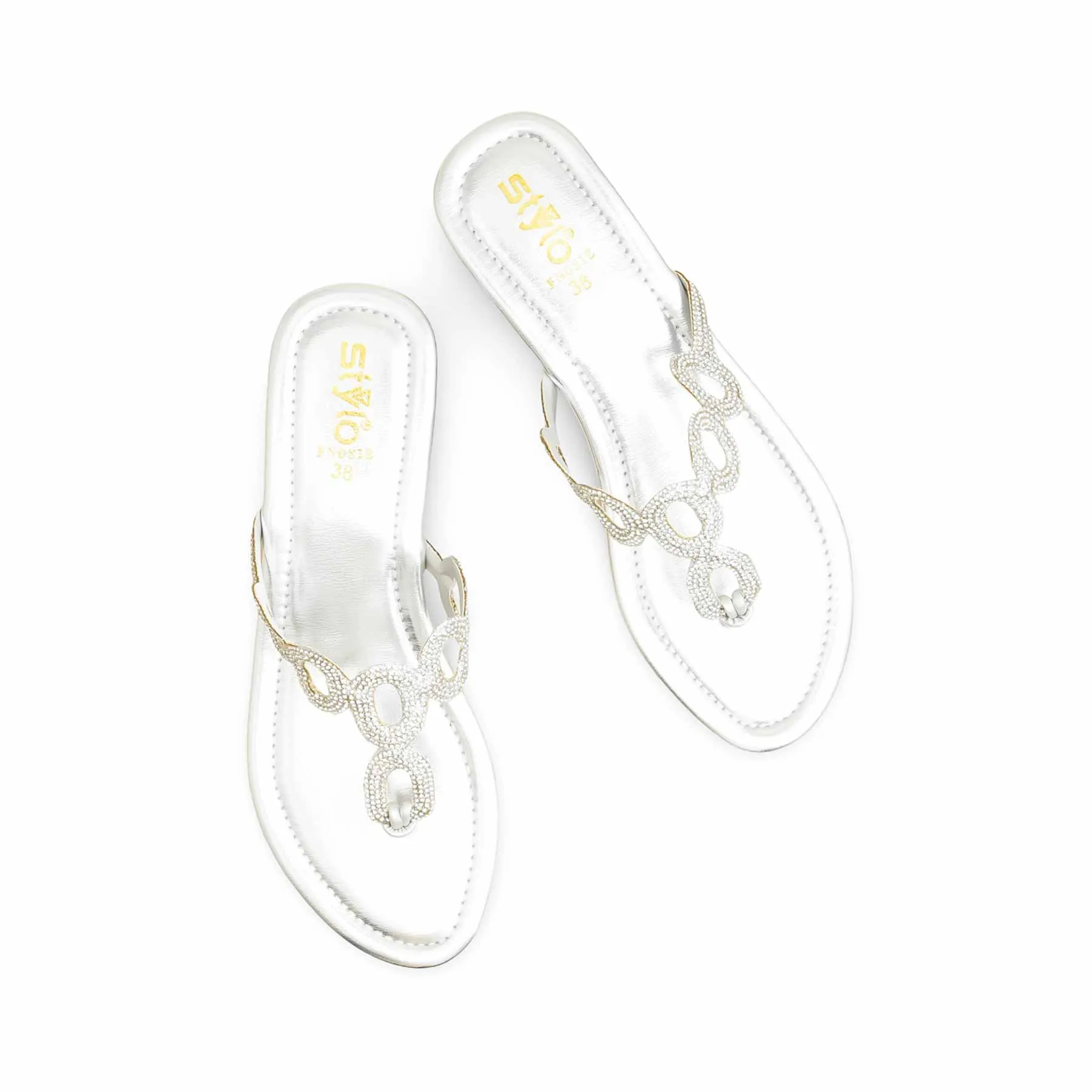 Silver Fancy Chappal FN0818 Market Day Event Glow