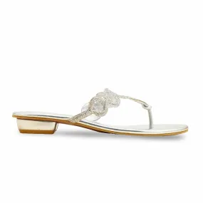 House Shoe Getaway Step Silver Fancy Chappal FN0818