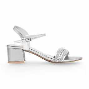 Comfortable Walk Evening Booties Silver Fancy Sandal FN5914