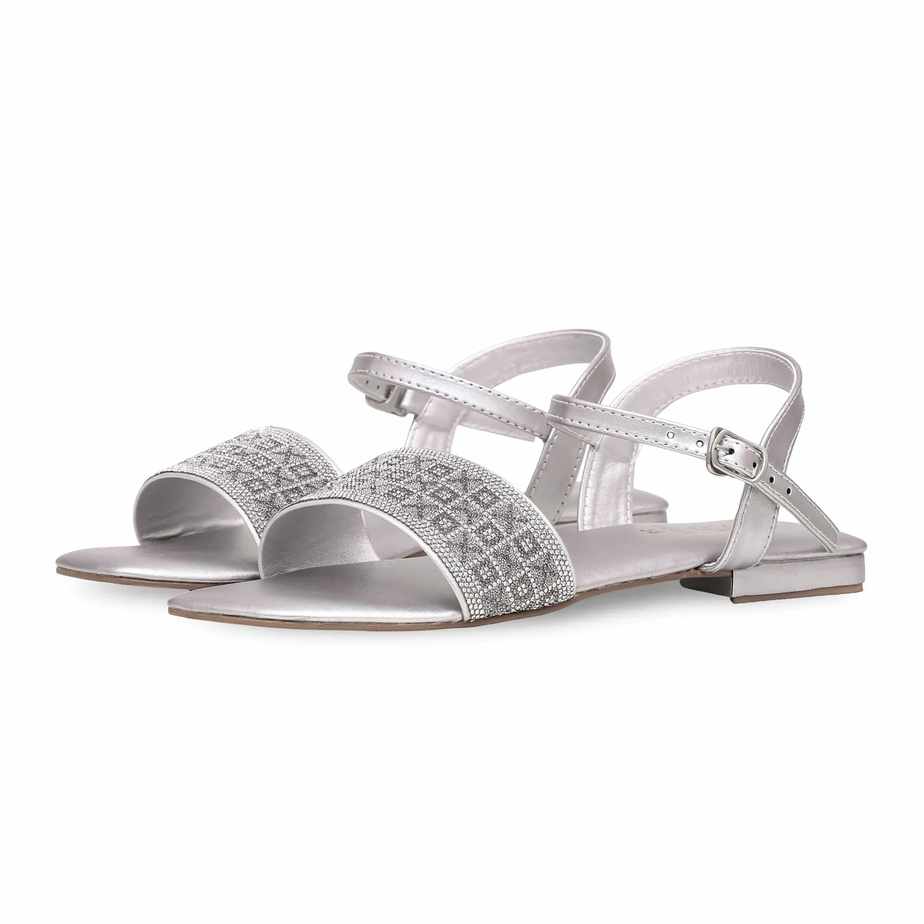 Soft Sole Shoes Silver Fancy Sandal FN5917