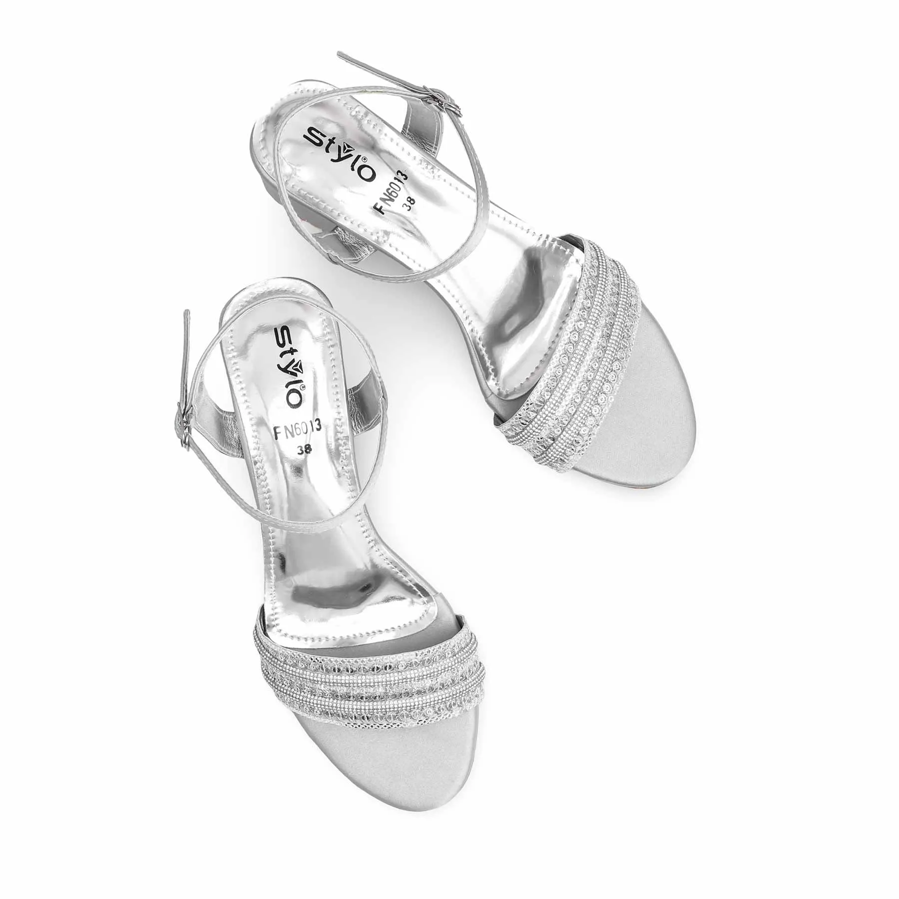 Silver Fancy Sandal FN6013 Point Toe