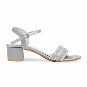 Sexy Silhouette Elegant Footwear Silver Fancy Sandal FN6013