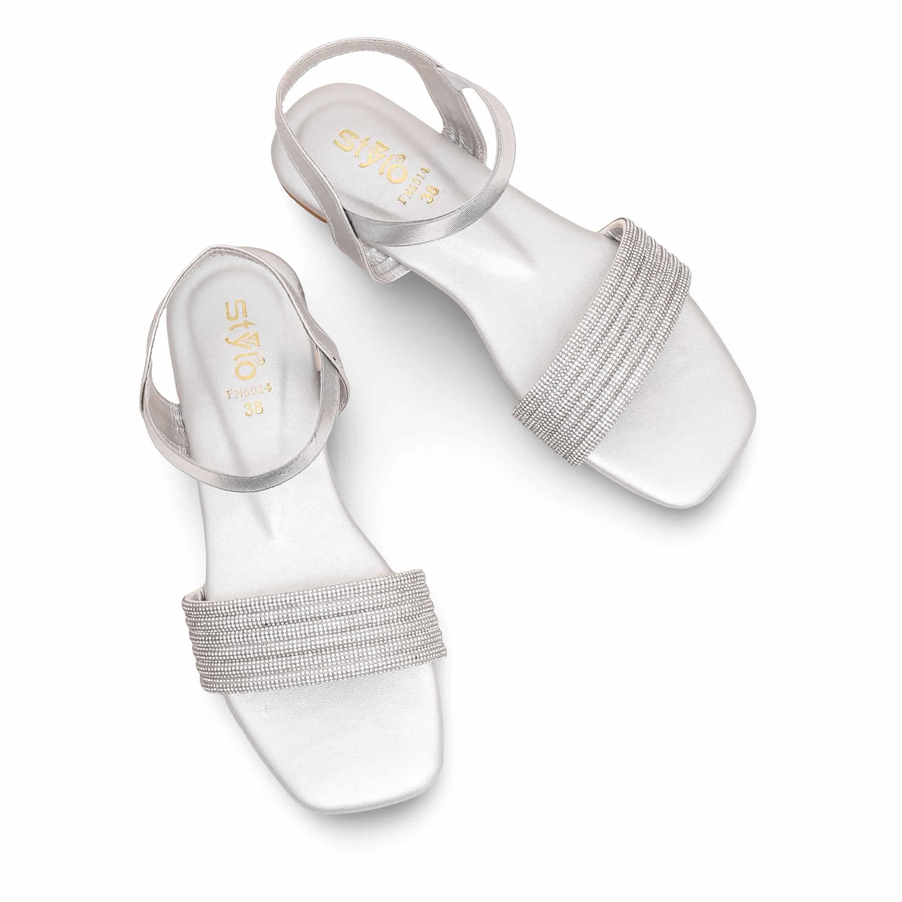 Lace Up Curve Fit Silver Fancy Sandal FN6014