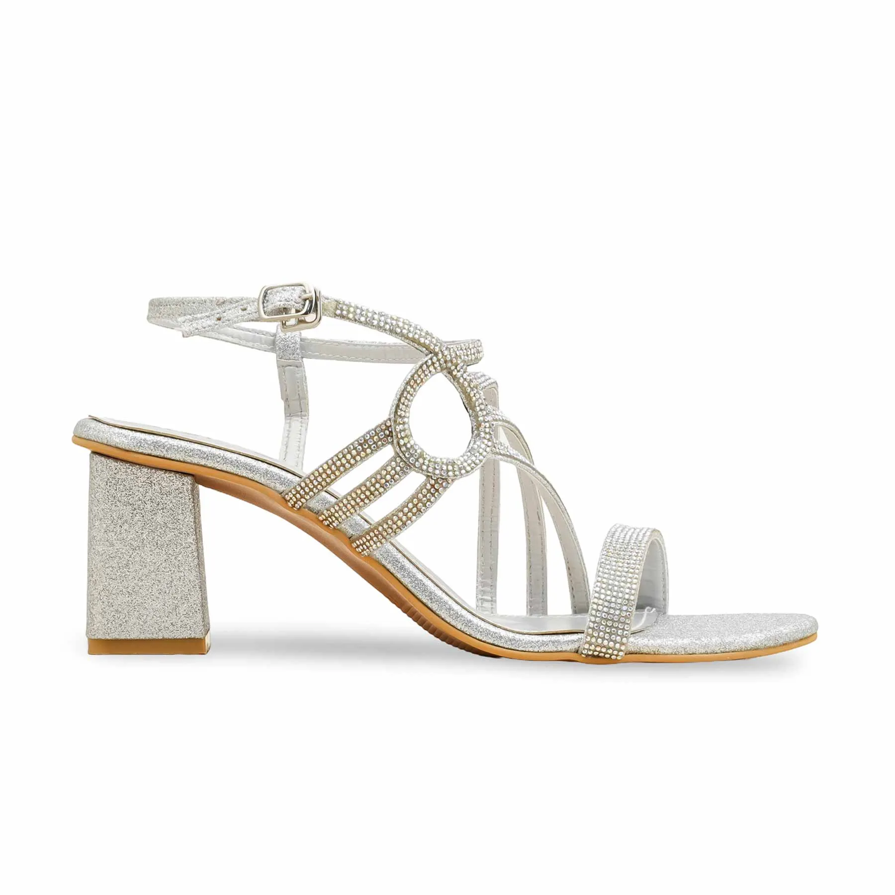 Silver Fancy Sandal For Women FN6180 Elegant Arch Fall Glow