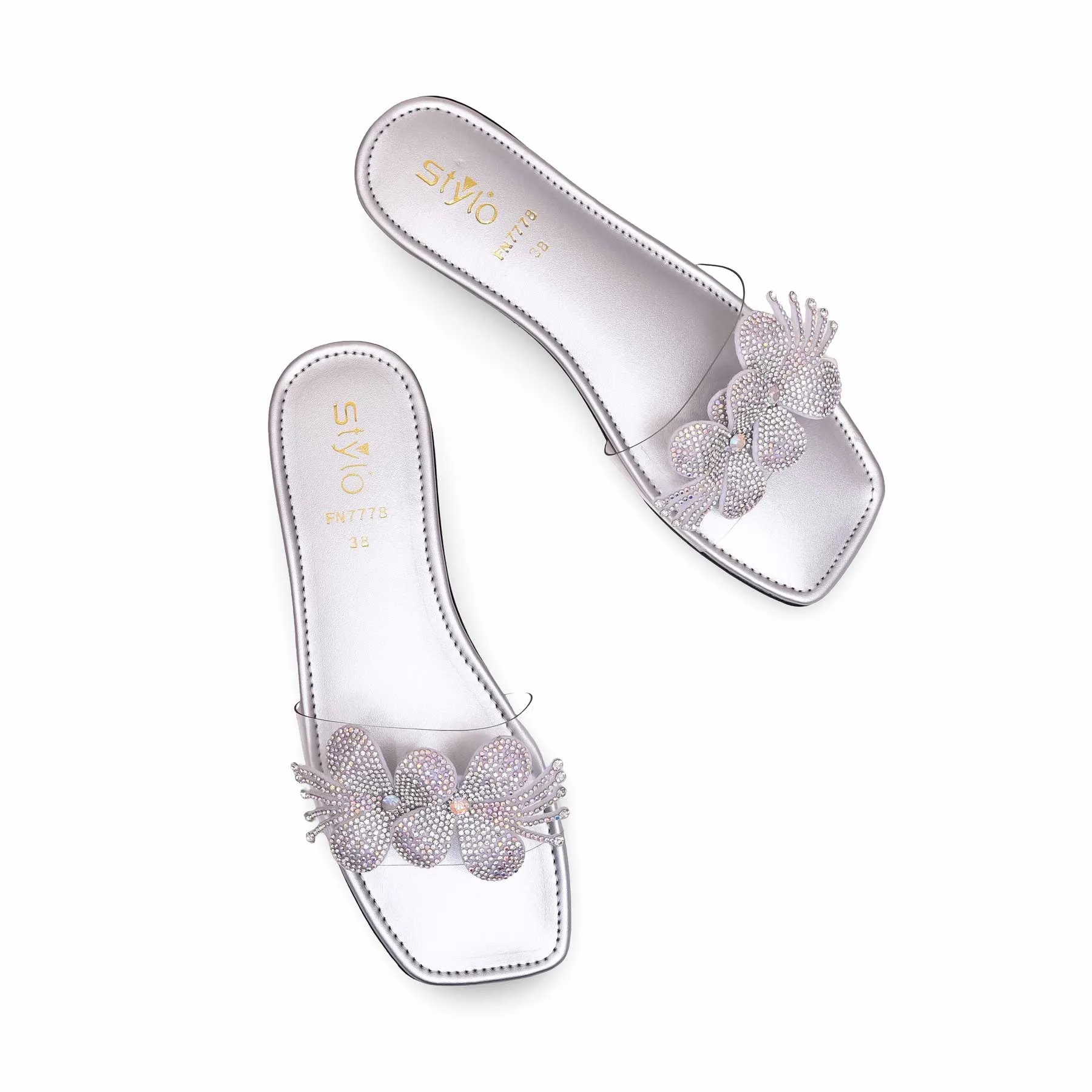 Silver Fancy Slipper FN7778 Sexy Silhouette padded insole