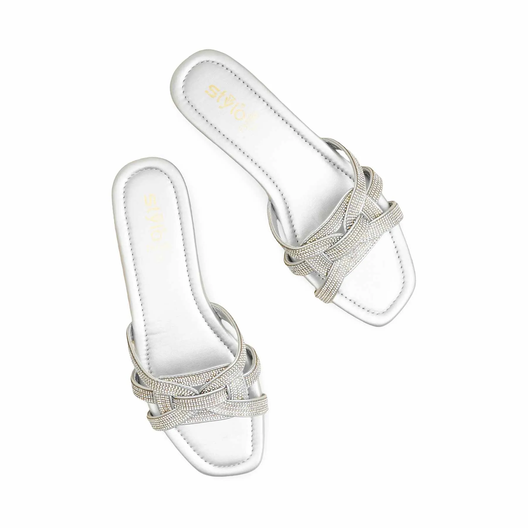 Foot Support Comfortable Look Silver Fancy Slipper FN7986