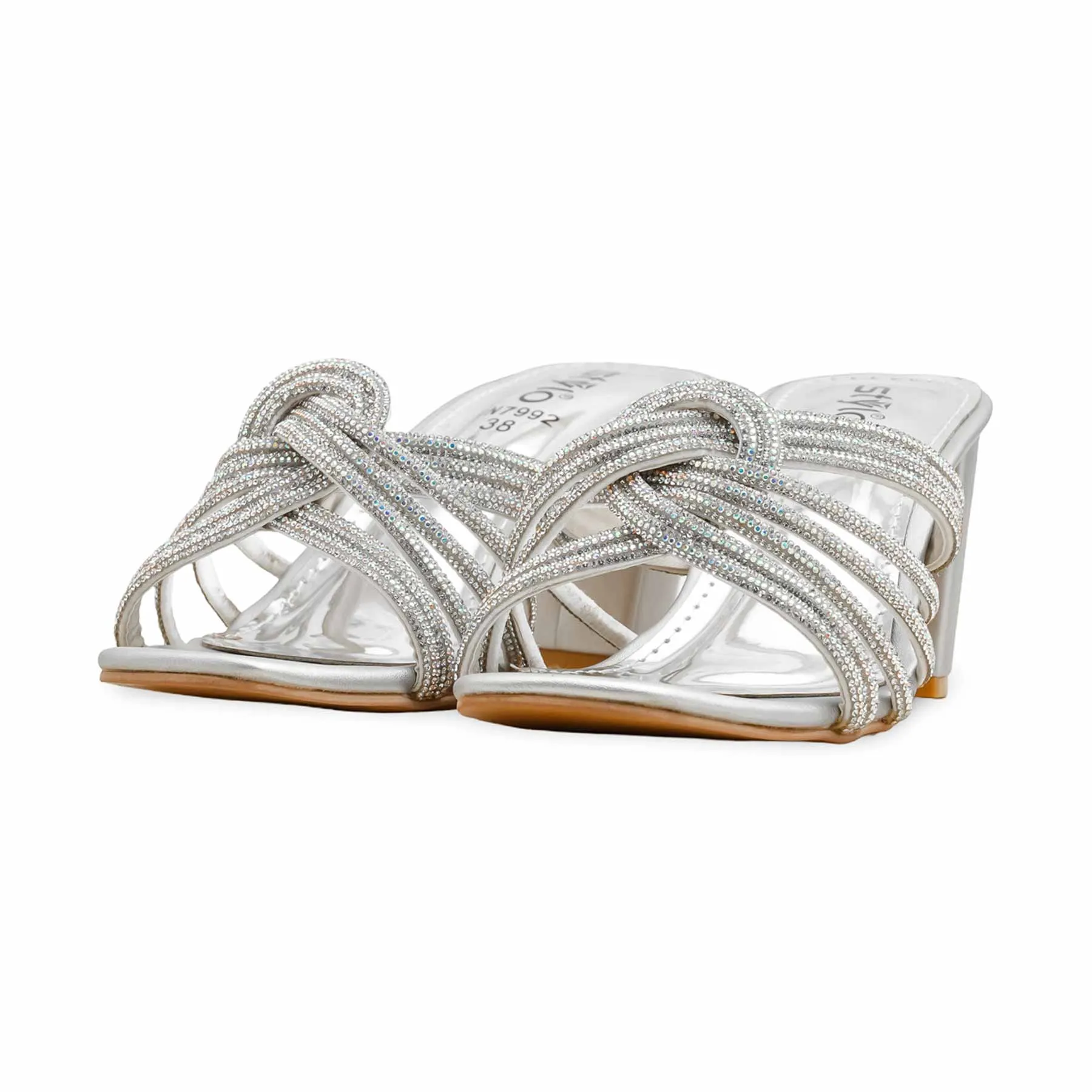 Dressy Sandals Silver Fancy Slipper FN7992