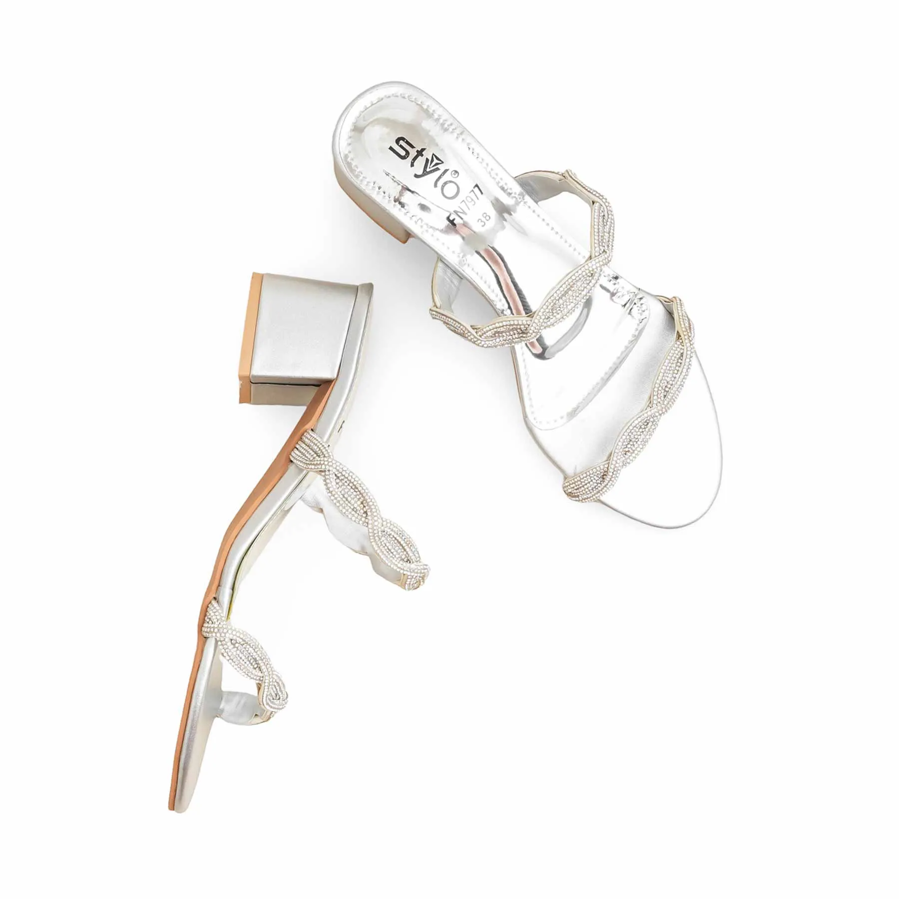 Silver Fancy Slipper For Ladies FN7977 Delicate Touch Minimalist Design