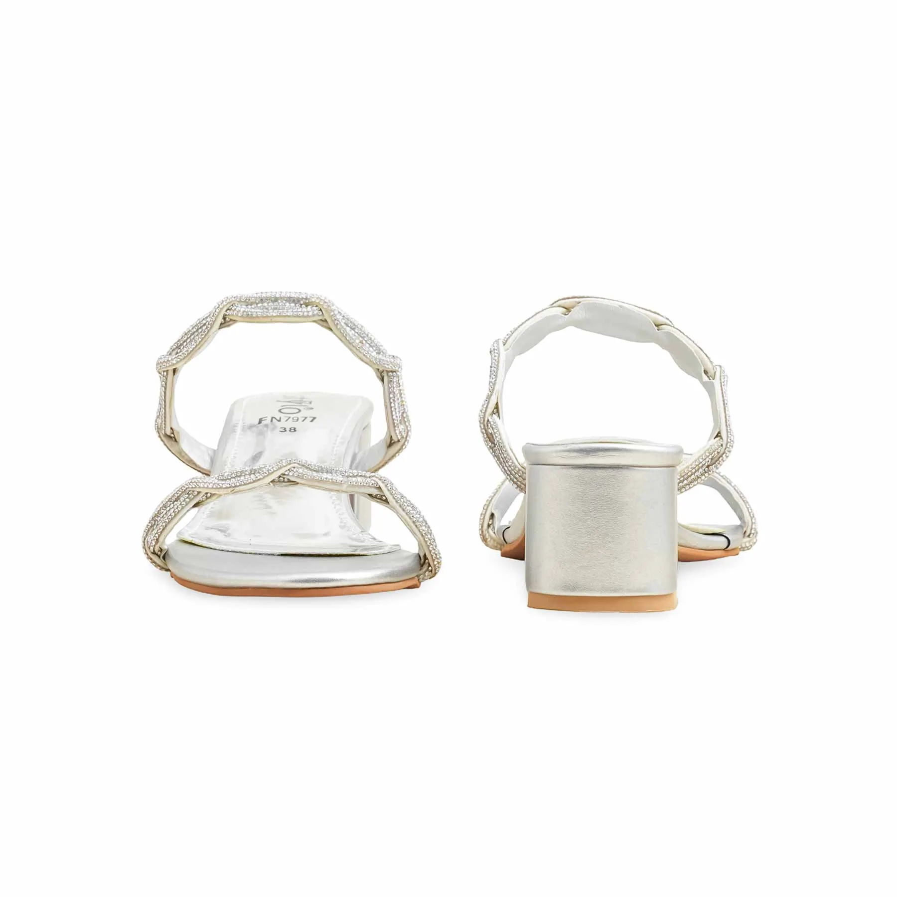 Silver Fancy Slipper For Ladies FN7977 Effortless Glam