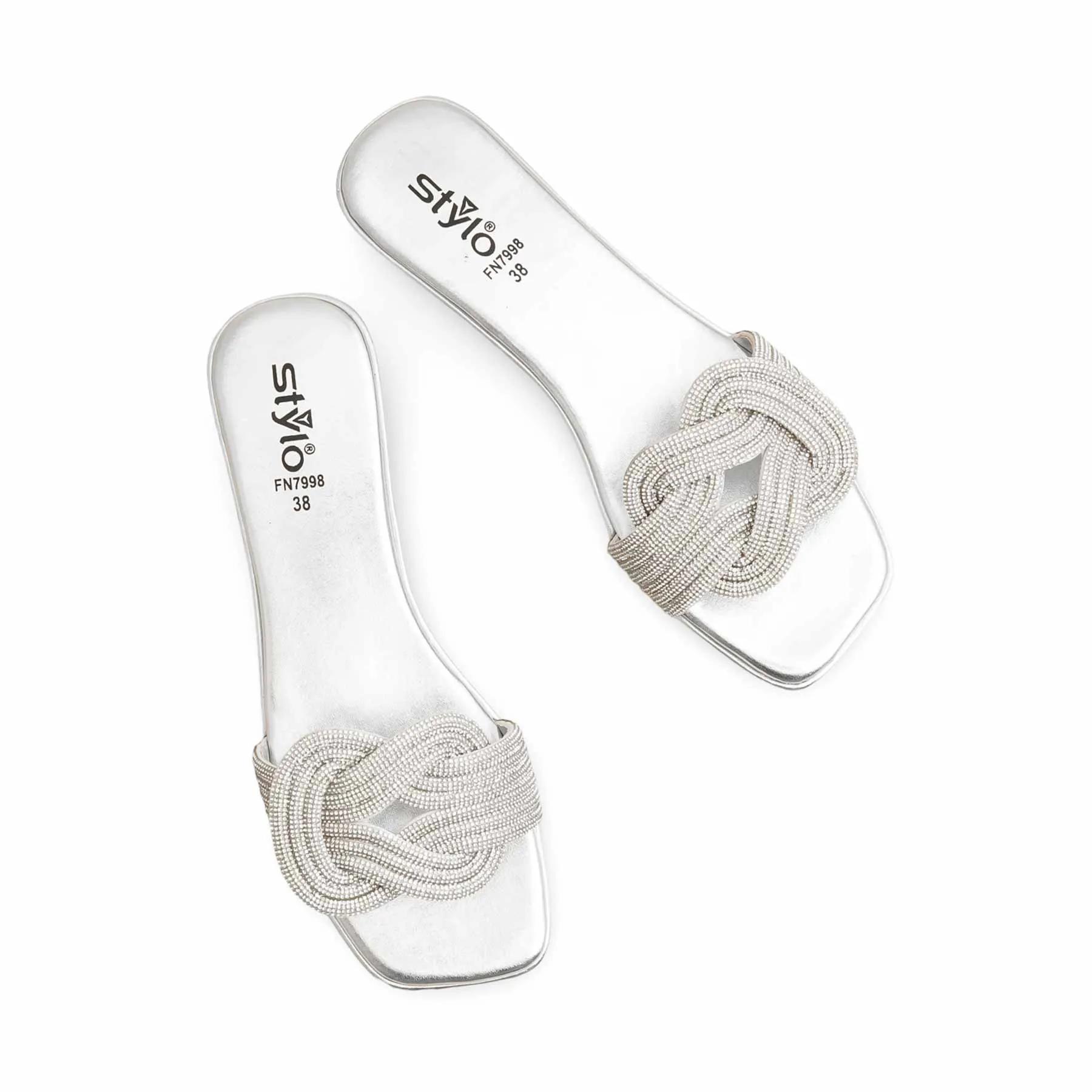 Wedding Step Silver Fancy Slipper For Ladies FN7998