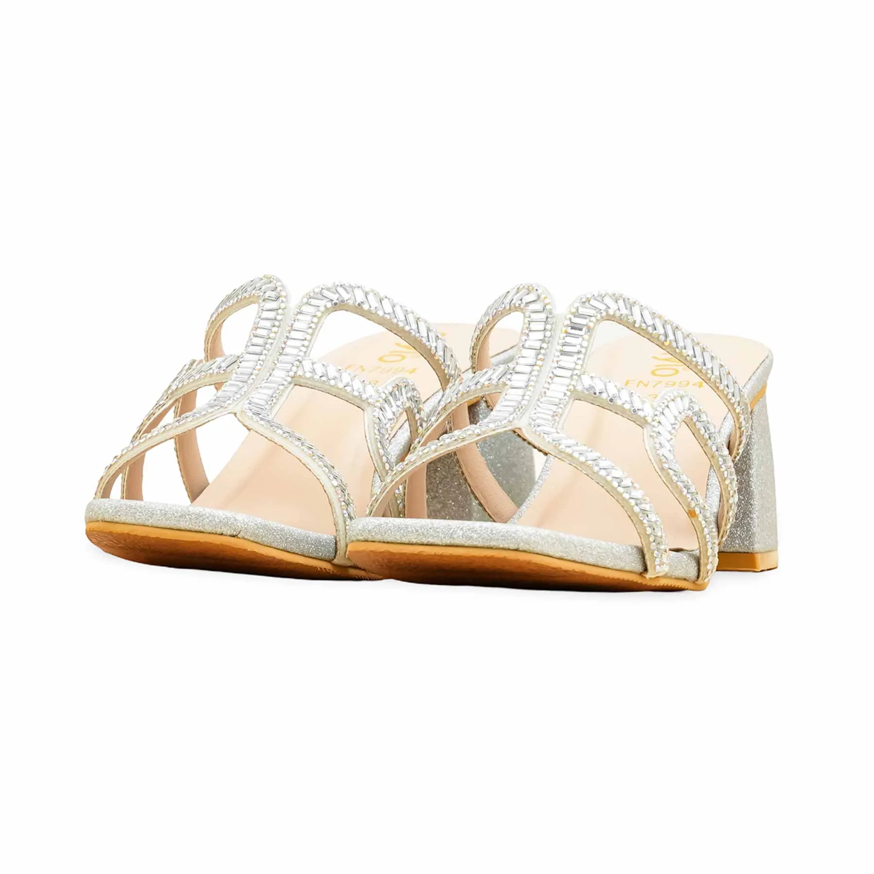 Toe Guard Silver Fancy Women Slipper FN7994