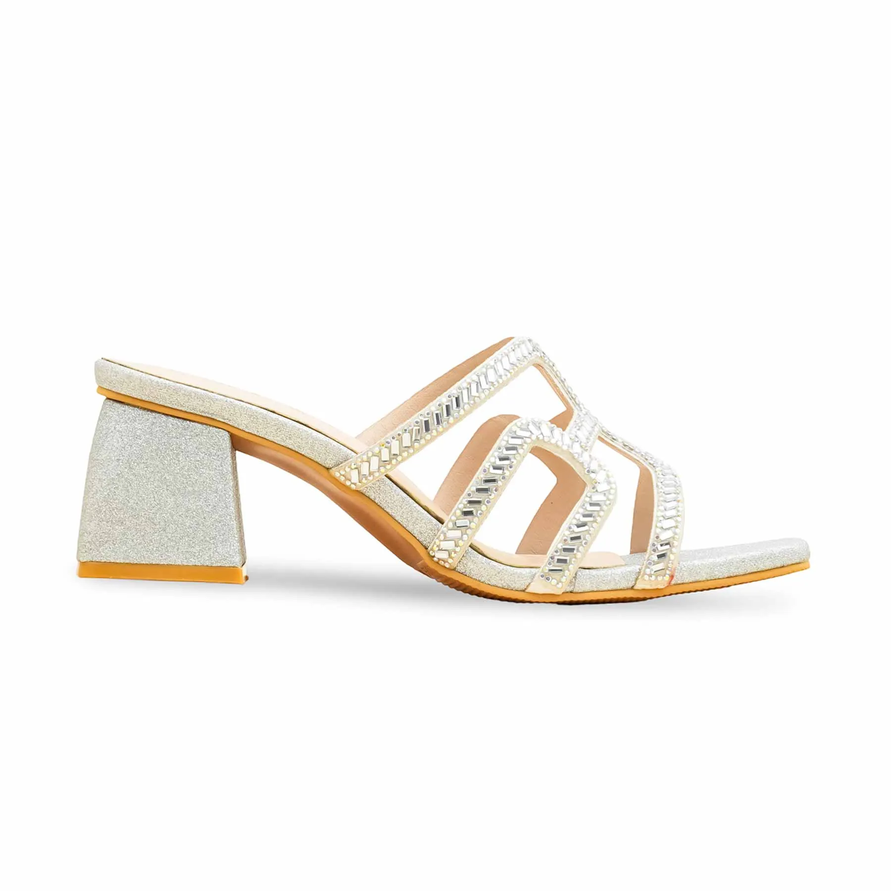 Comfortable Dress Shoes Signature Pick Silver Fancy Women Slipper FN7994