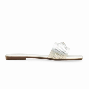 Lace Touch Silver Casual Slipper For Ladies CL2106