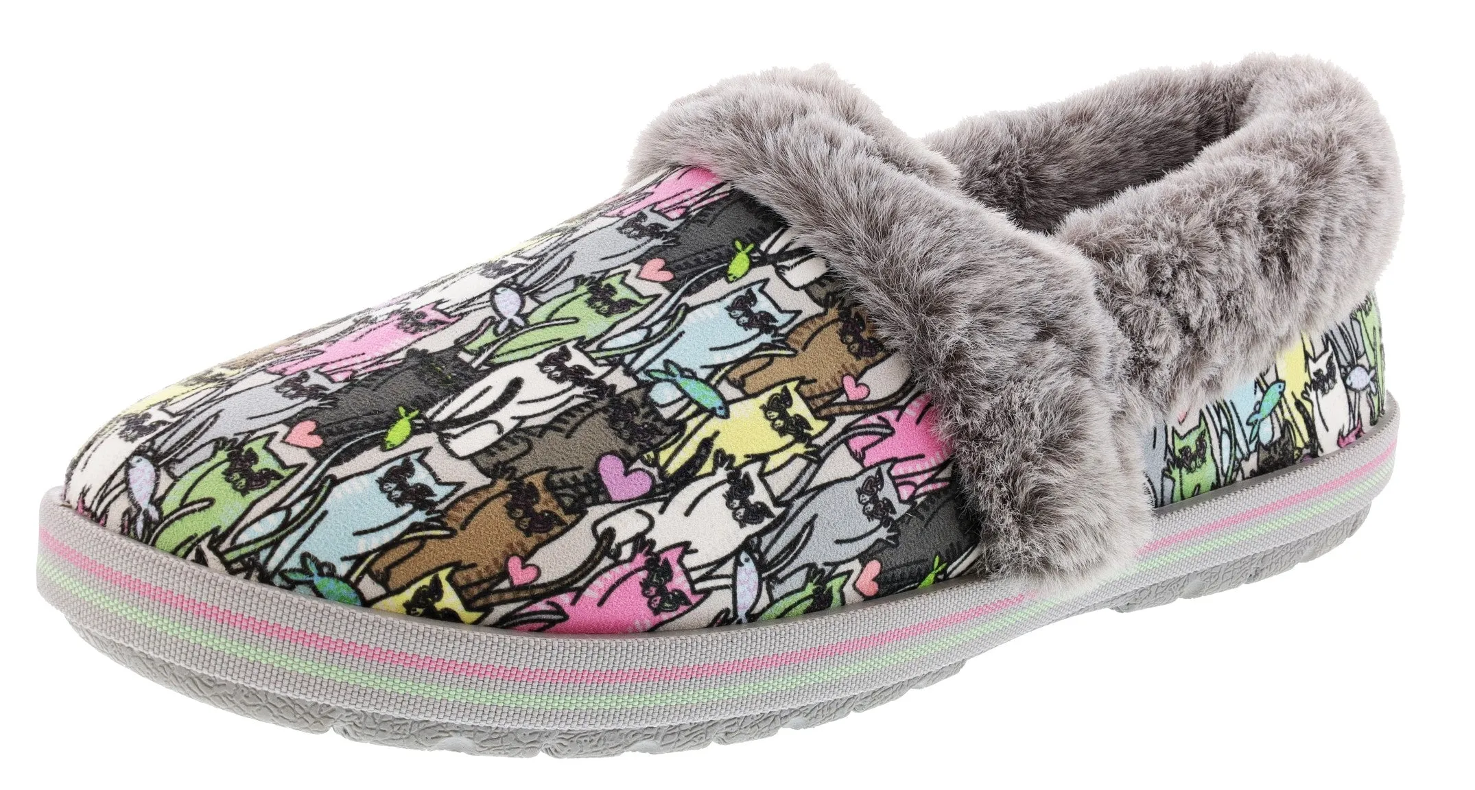 Skechers Bobs Women's Too Cozy Kitten Gloves Memory Foam Slippers Animal Touch