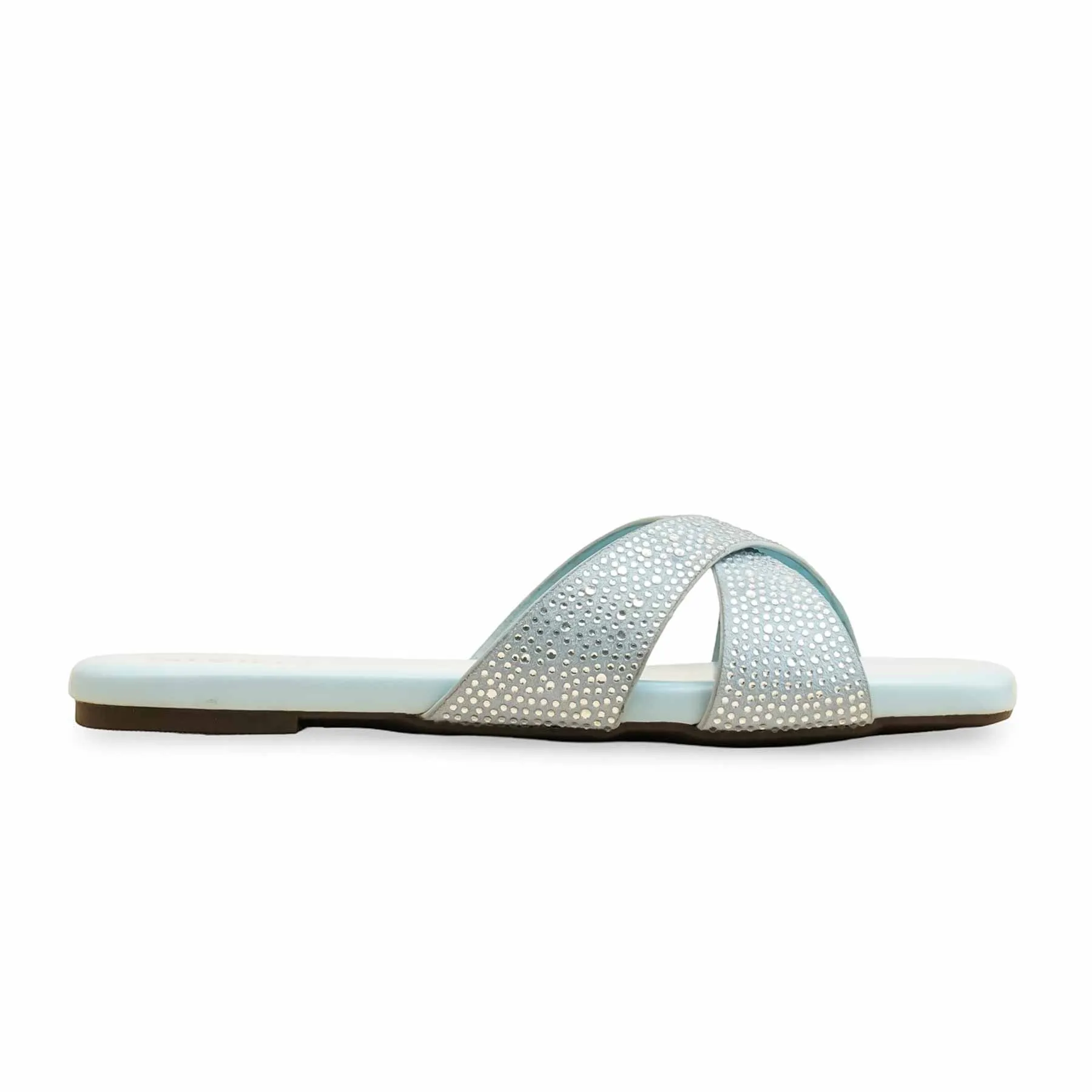 Toe box Light Comfort Flats Sky Blue Formal Slipper For Women FR8409