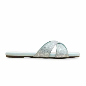 Toe box Light Comfort Flats Sky Blue Formal Slipper For Women FR8409