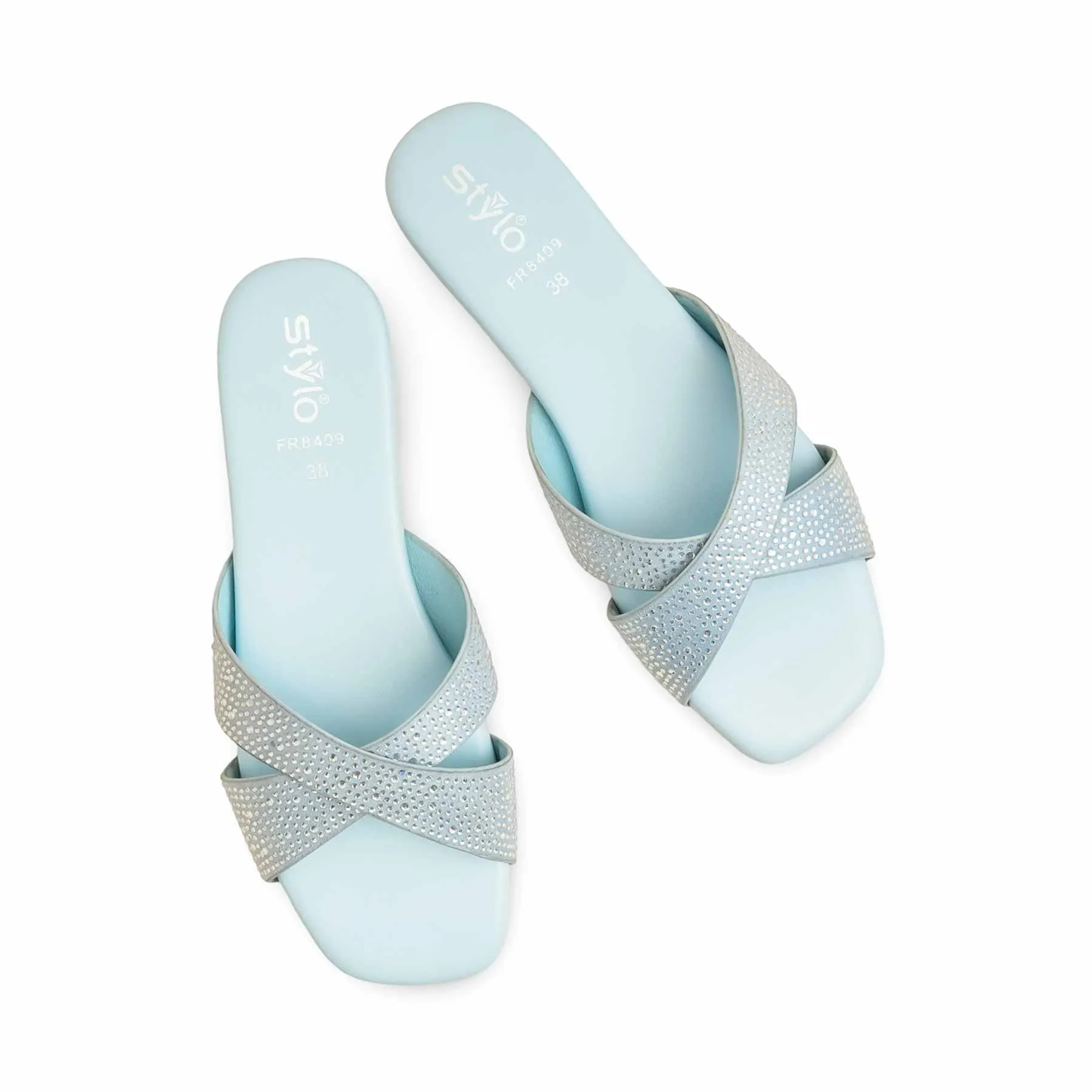 Sky Blue Formal Slipper For Women FR8409 Bride Side