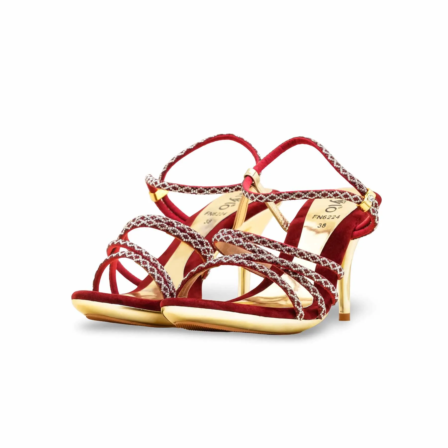 Comfort Fit Milan Edge Maroon Fancy Bridal Sandal FN6224