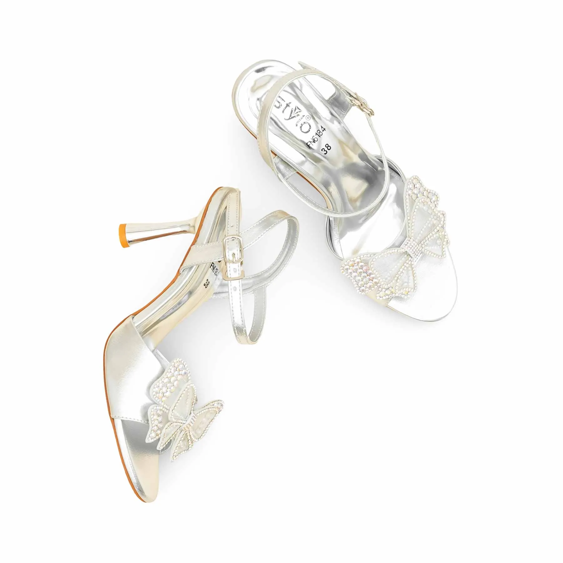 Silver Fancy Bridal Sandal FN6184 Milan Edge Brunch Spark