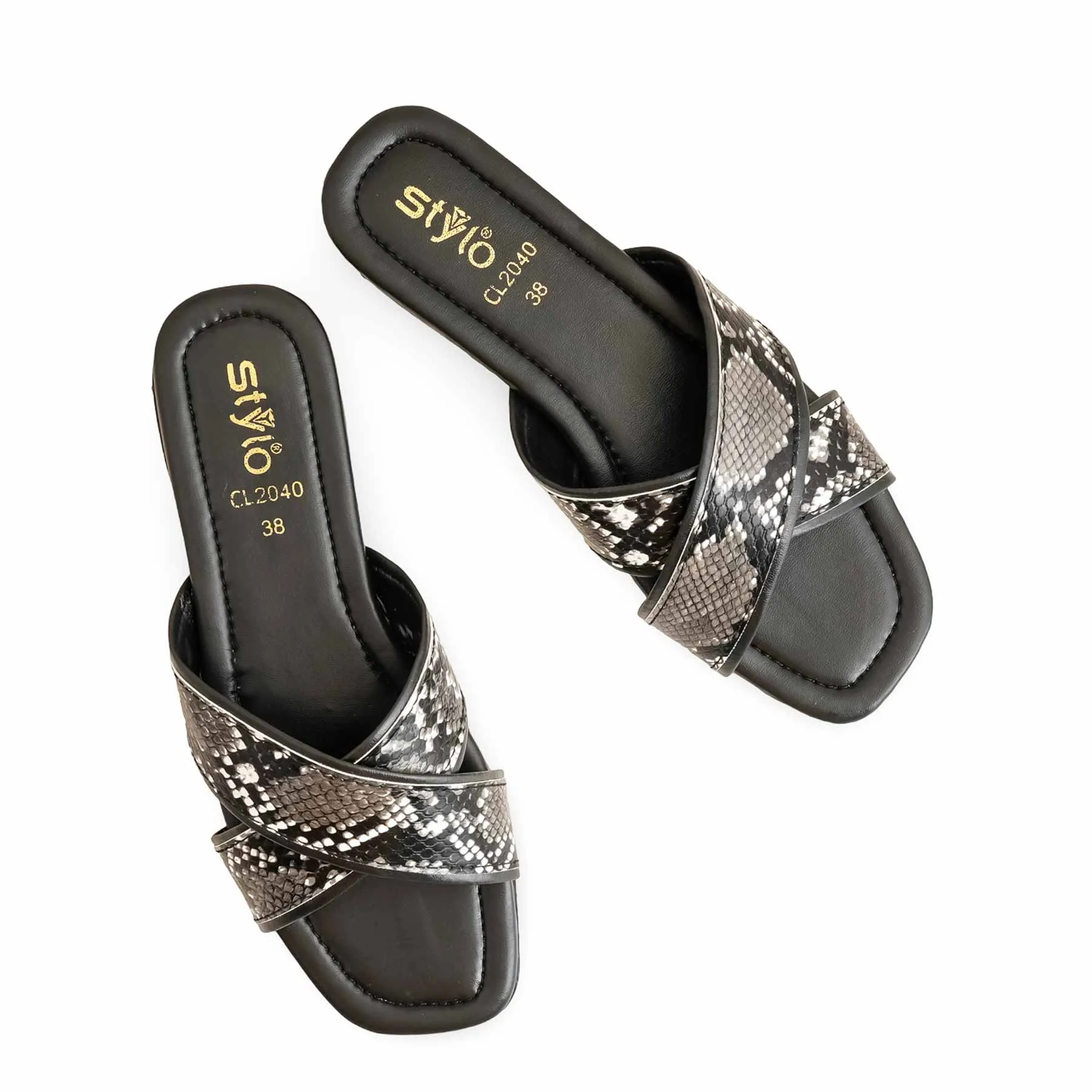 Black Casual Women Slipper CL2040 Chic Flats Drive Easy