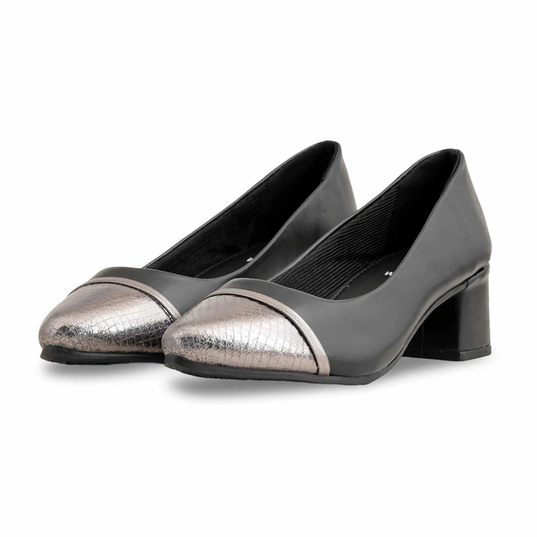 Versatile Cushioning Breathable Step Black Court Shoes WN7478