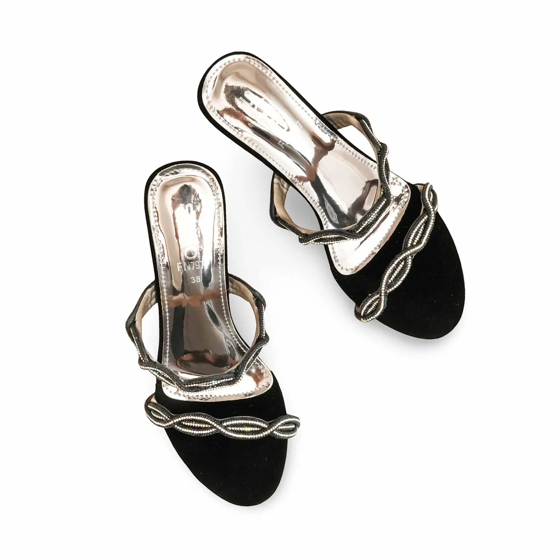 Black Fancy Slipper For Women FN7977 Soft foam