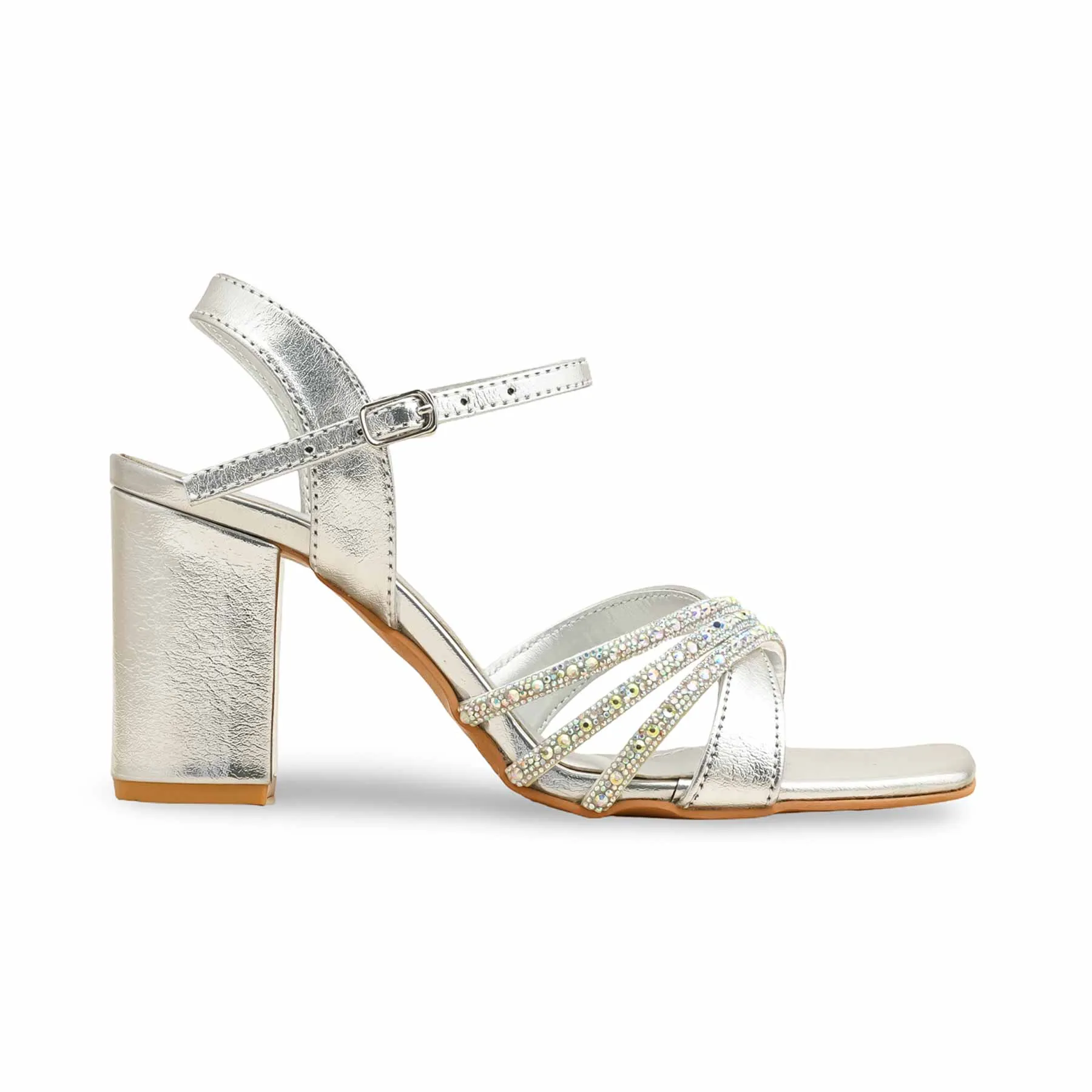 Silver Fancy Sandal FN6230 Red Carpet