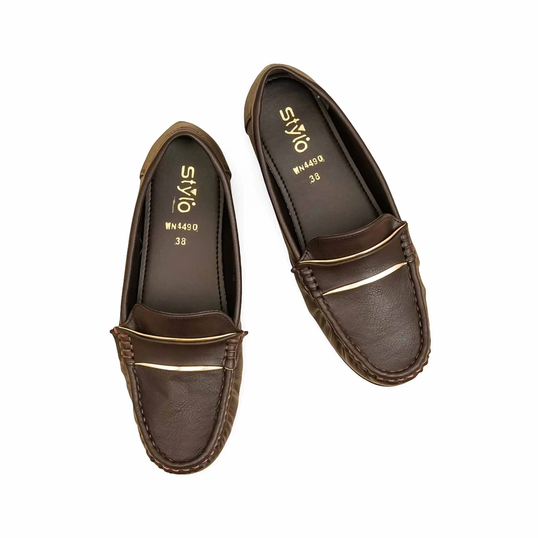 Style Run Elegant Slip-ons Brown Women Moccasin WN4490