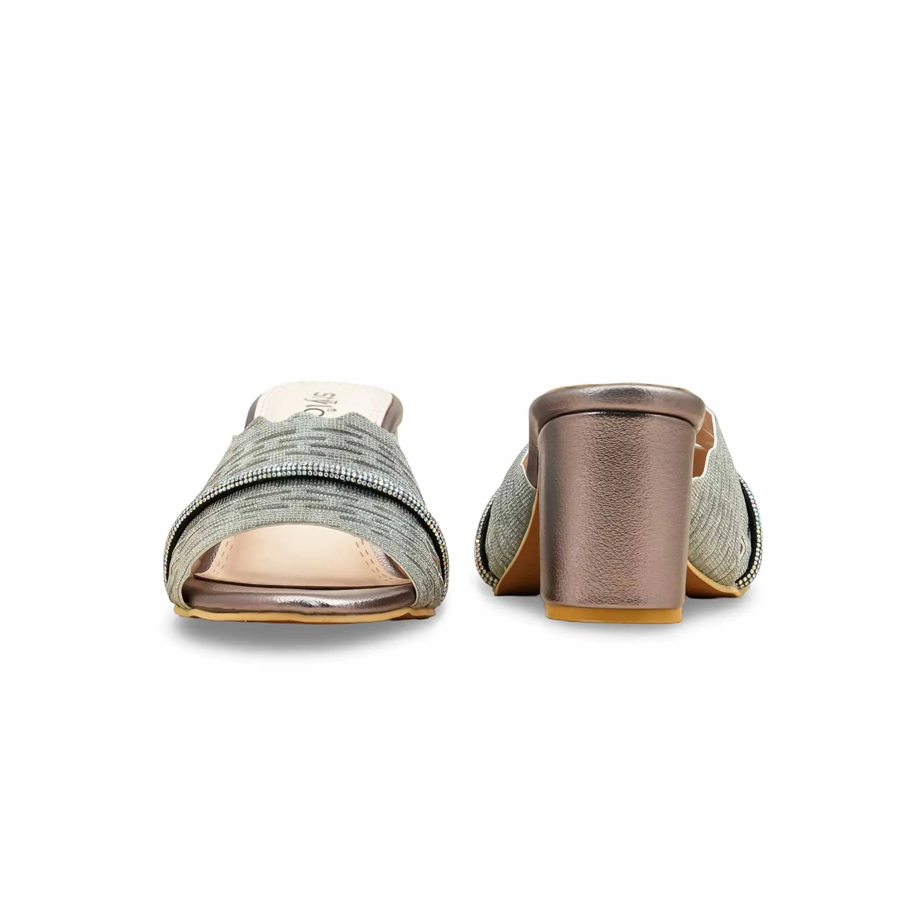 Occasion Heels Grey Fancy Slipper For Ladies FN8005