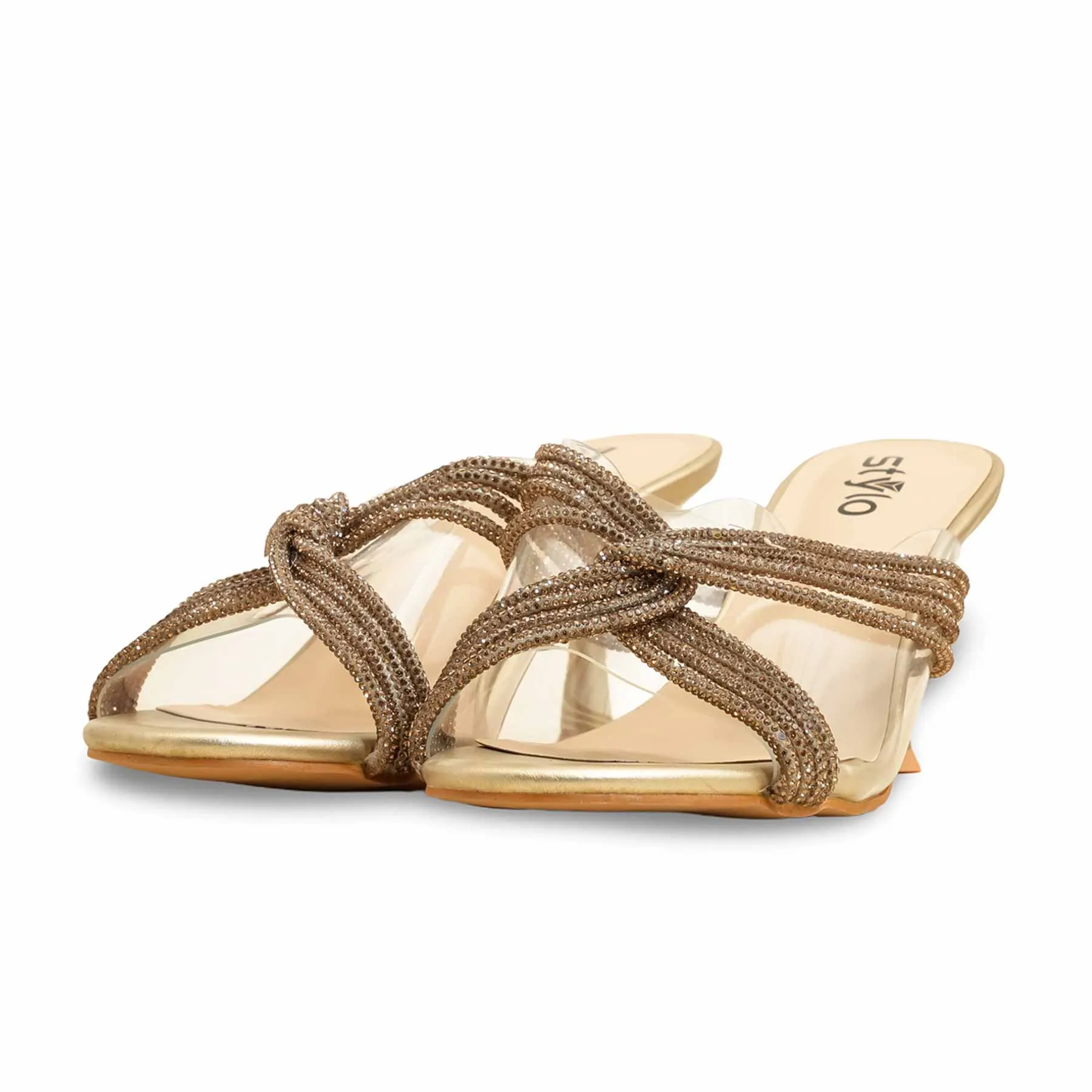 Golden Fancy Bridal Slipper FN7973 Cutout Style