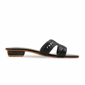 Black Fancy Slipper For Women FN8008 Trendy Vibe