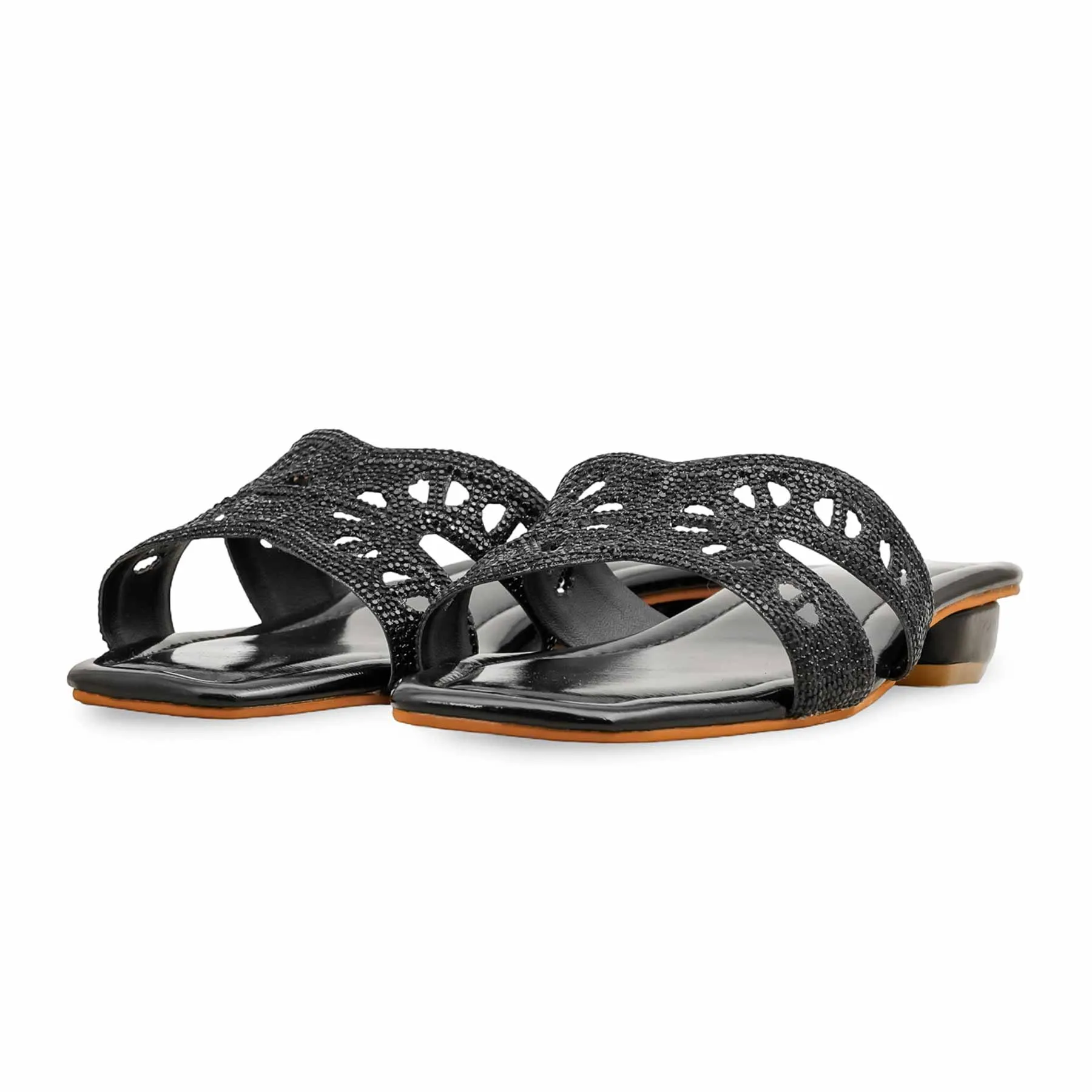 Black Fancy Slipper For Women FN8008 Classic Comfort