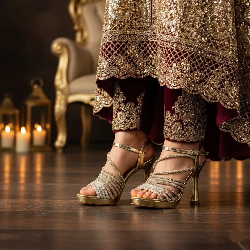 Golden Fancy Bridal Sandal FN6231 Classy Boots Spotlight Spark