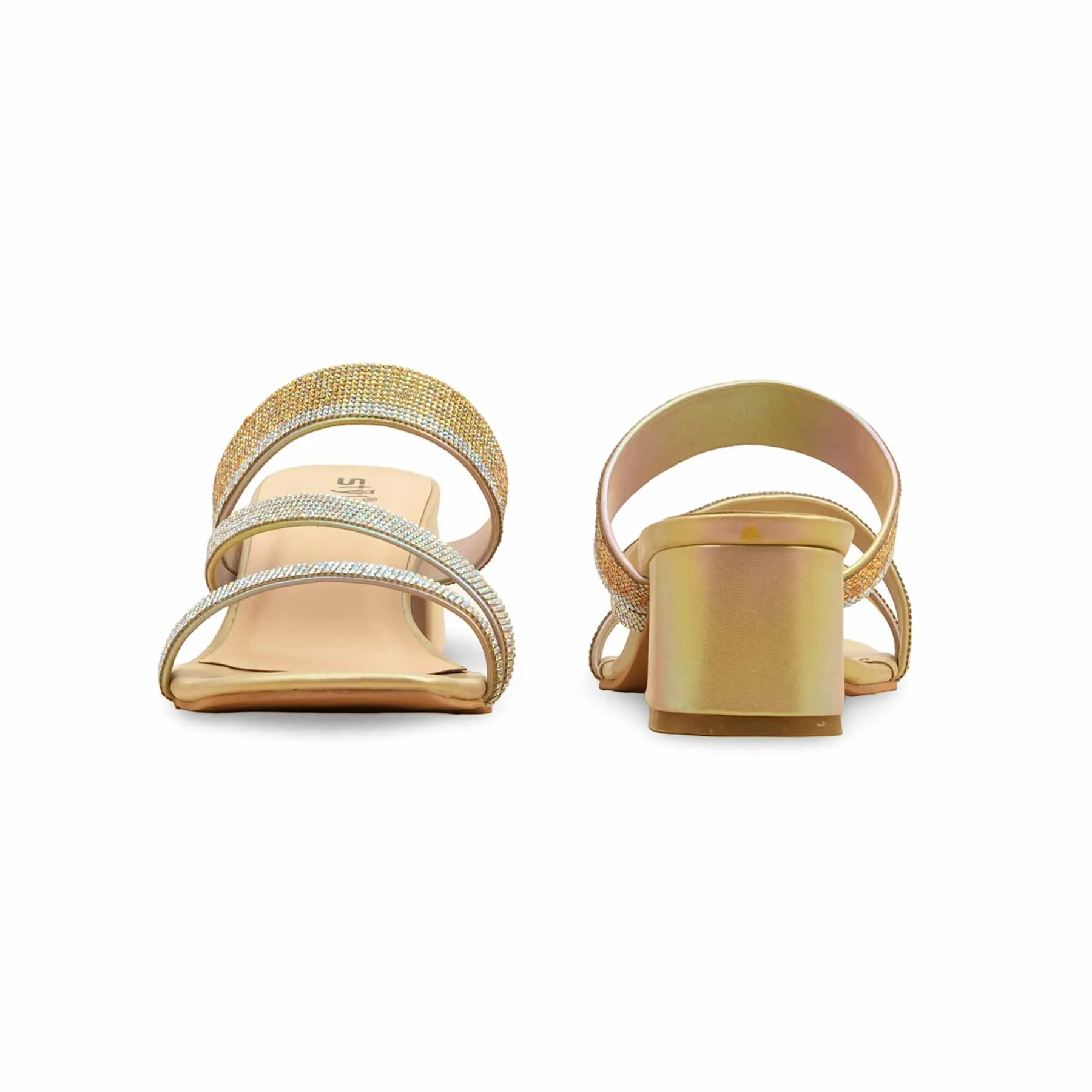 Wedding guest Polished Finish Golden Fancy Women Slipper FN8016