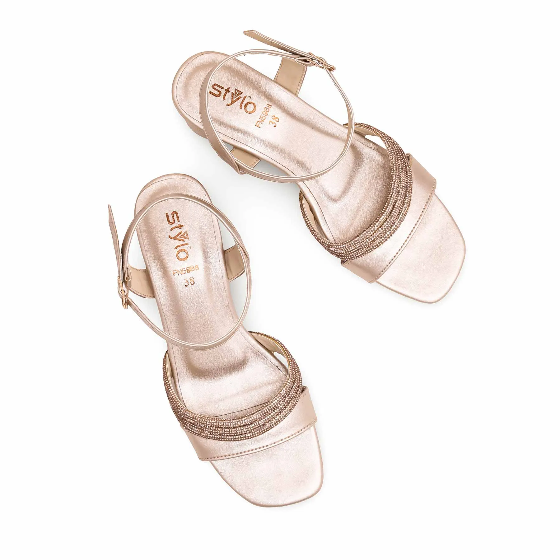 Heel Cap Golden Fancy Sandal FN5988