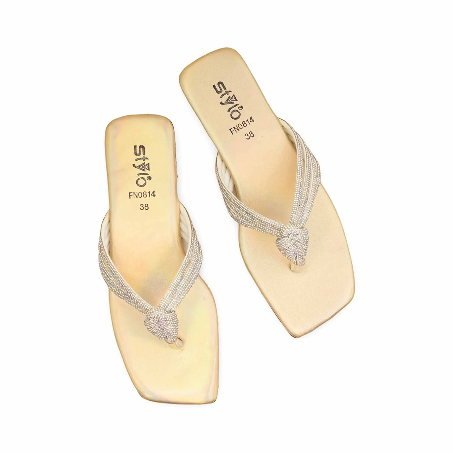 Pollen Air Comfort Lining Golden Fancy Chappal For Women FN0814