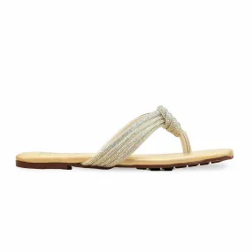 Toe room Golden Fancy Chappal For Women FN0814